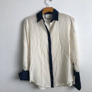 Alexis Silk Shirt Semi Sheer Blouse Long Sleeve Button Down Womens XS